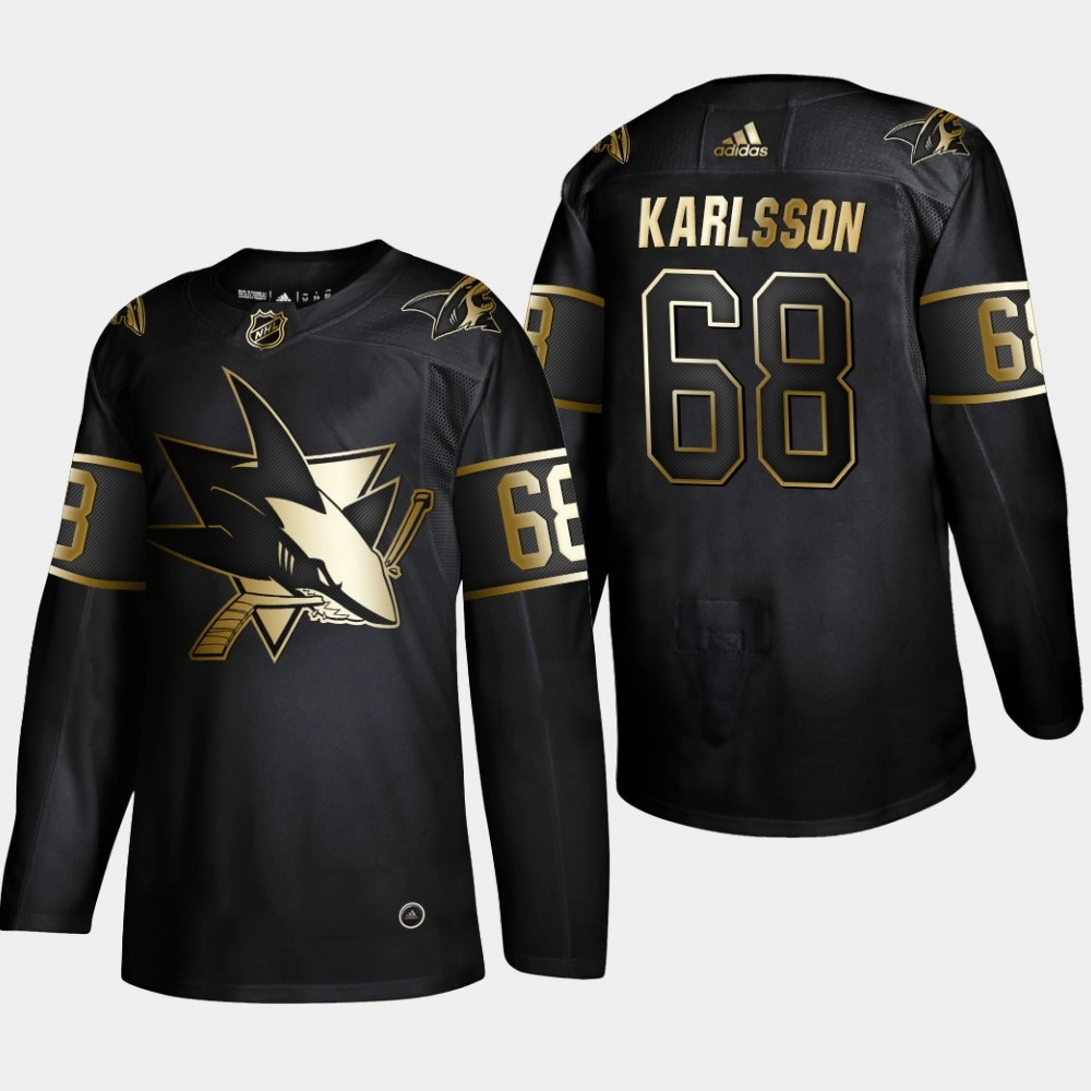 Women's San Jose Sharks Melker Karlsson #68 2019 NHL Golden Edition Black Authentic Player Jersey