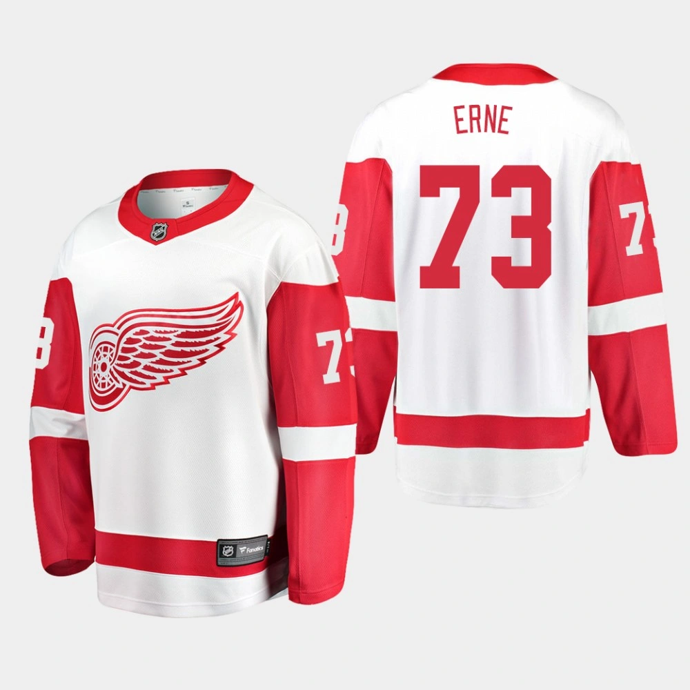Men's Detroit Red Wings Adam Erne #73 Away White Breakaway Player Jersey