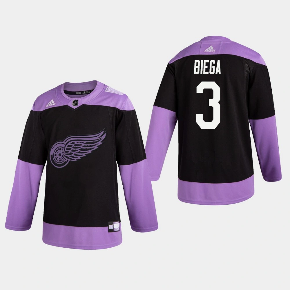 Red Wings Alex Biega #3 Hockey Fights Cancer Practice Black Jersey