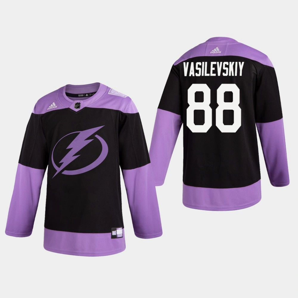 Lightning Andrei Vasilevskiy #88 Hockey Fights Cancer Practice Black Jersey