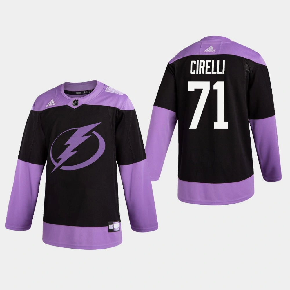 Lightning Anthony Cirelli #71 Hockey Fights Cancer Practice Black Jersey