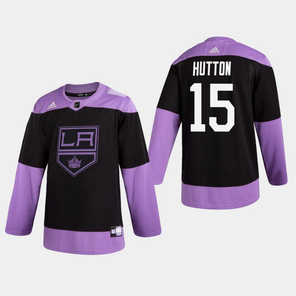 Kings Ben Hutton #15 Hockey Fights Cancer Practice Black Jersey