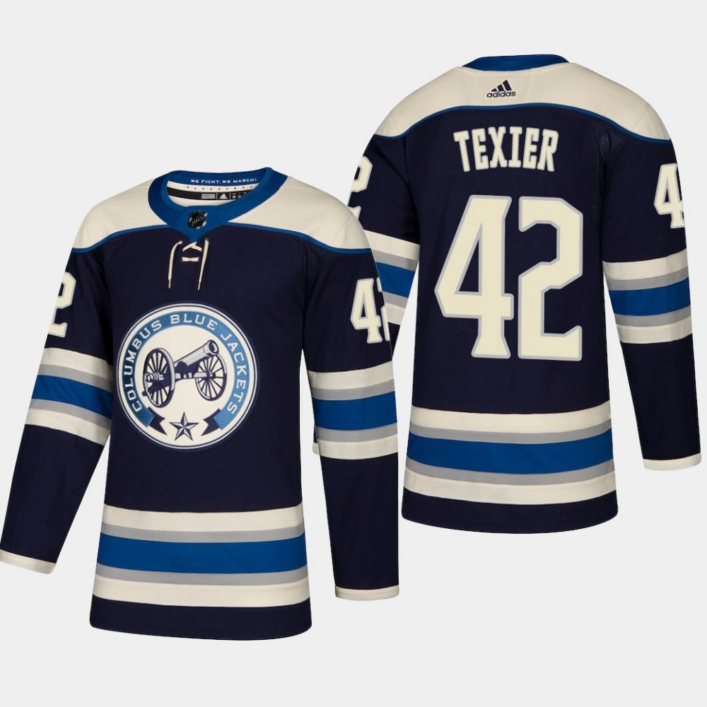 Columbus Blue Jackets Alexandre Texier #42 2018-19 Navy Authentic Pro Third Alternate Jersey