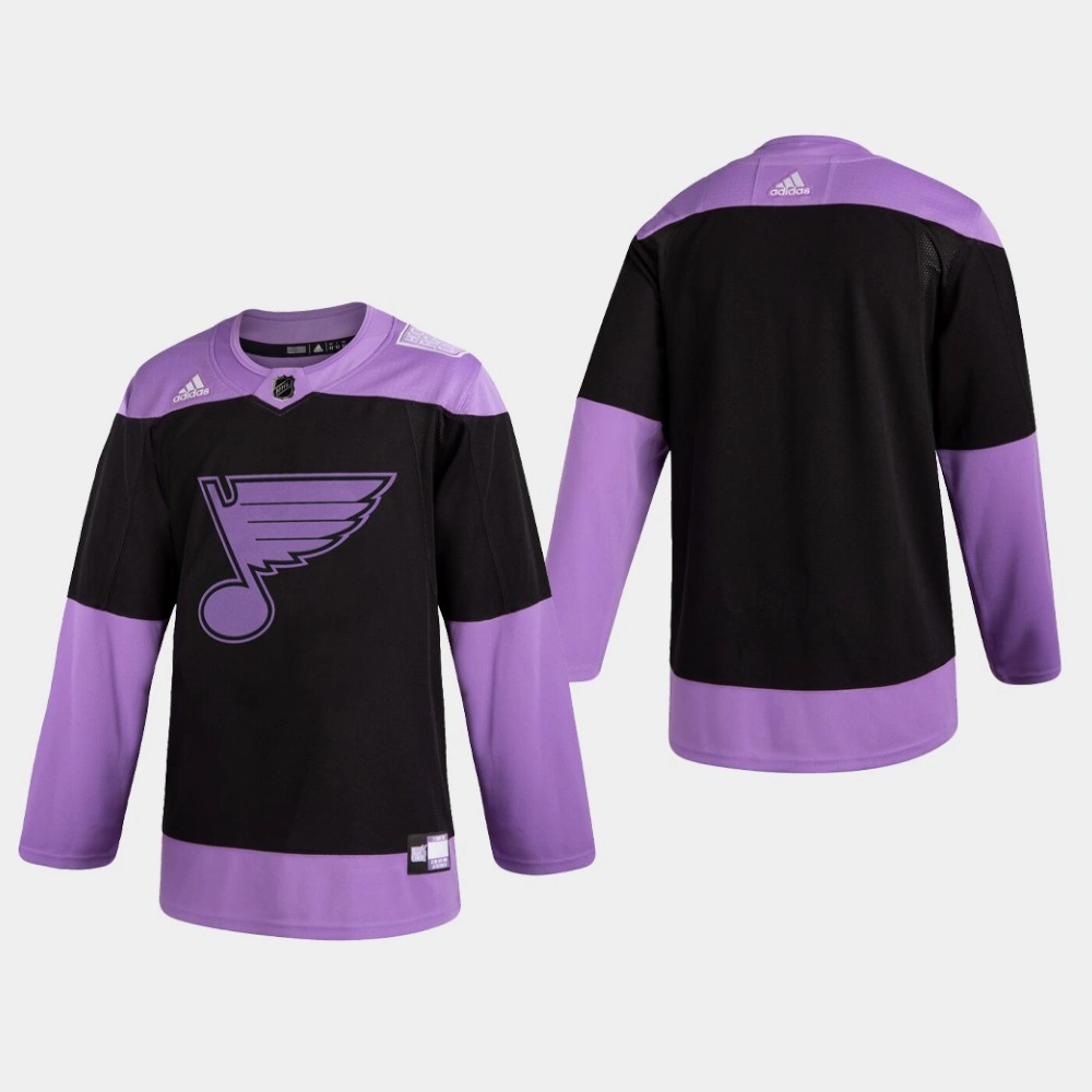 Blues Hockey Fights Cancer Practice Black Jersey Blues Hockey Fights Cancer Practice Black Jersey