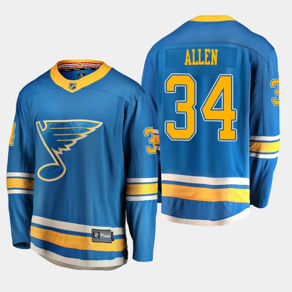 St. Louis Blues Jake Allen #34 2018-19 Blue Breakaway Alternate Jersey