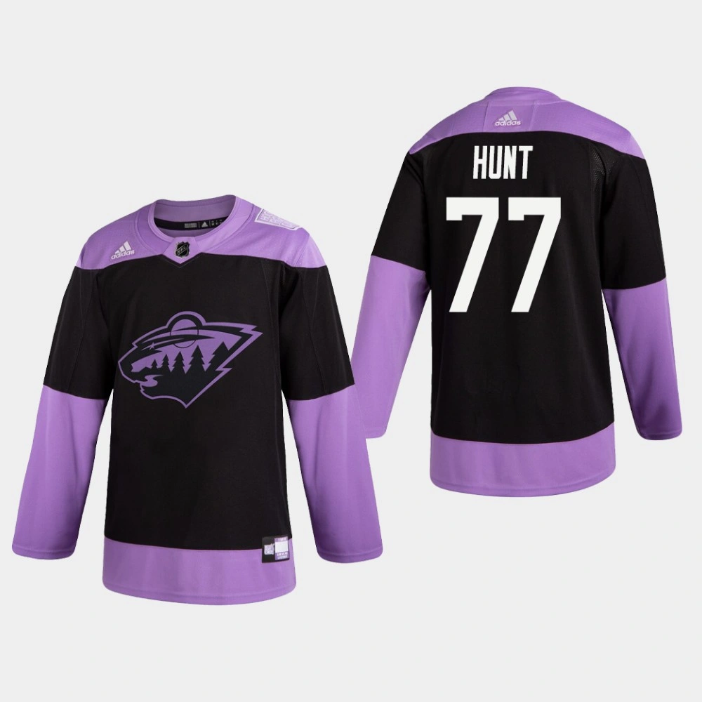 Youth Wild Brad Hunt #77 Hockey Fights Cancer Practice Black Jersey