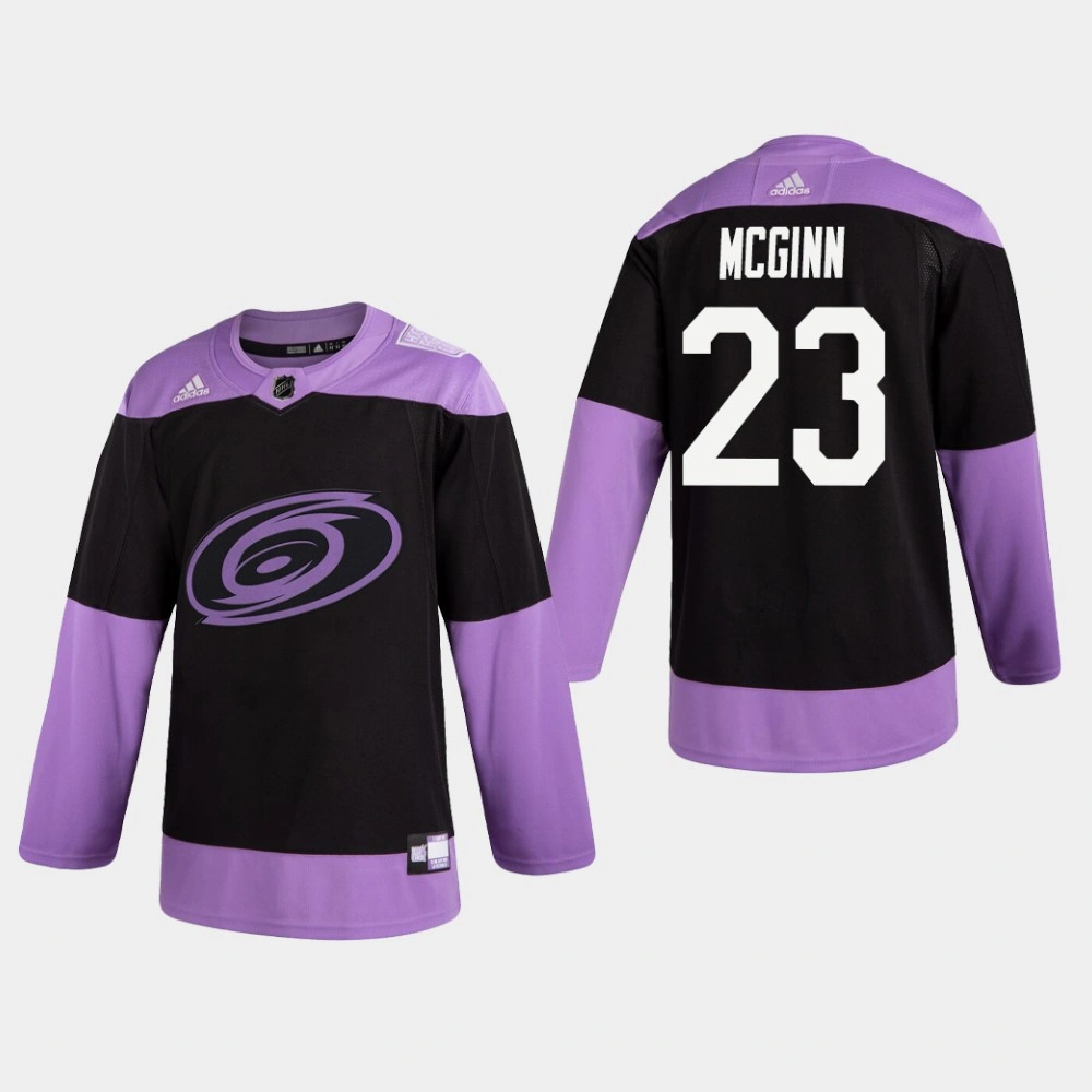 Women's Hurricanes Brock McGinn #23 Hockey Fights Cancer Practice Black Jersey