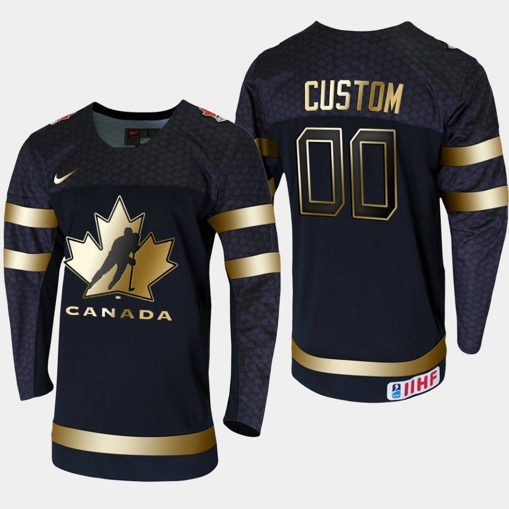 Women's Canada Custom #00 2020 IIHF World Junior Championship Black Golden Edition Jersey Women's Canada Custom #00 2020 IIHF World Junior Championship Black Golden Edition Jersey