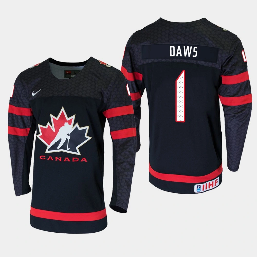 Men's Canada Team Nico Daws #1 2020 IIHF World Junior Championship Black Jersey Men's Canada Team Nico Daws #1 2020 IIHF World Junior Championship Black Jersey