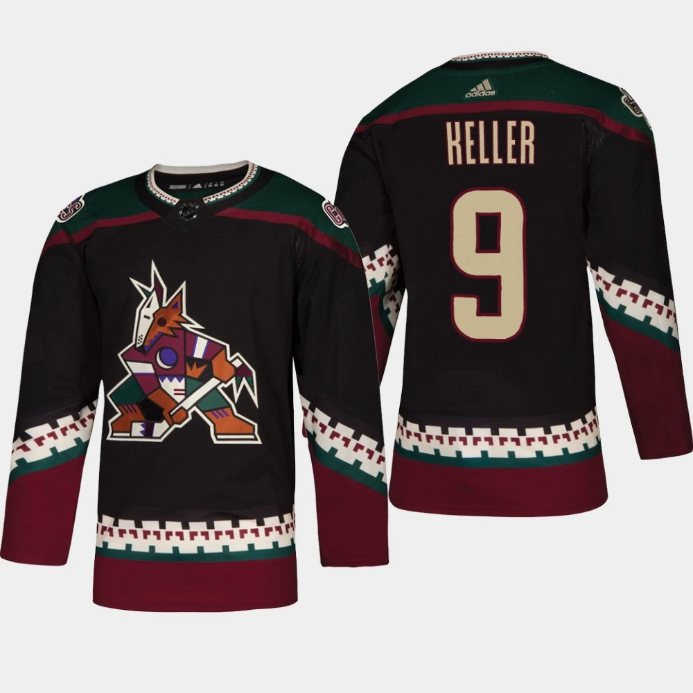 Women's Arizona Coyotes Clayton Keller #9 2018 Black Throwback Authentic Alternate Jersey Women's Arizona Coyotes Clayton Keller #9 2018 Black Throwback Authentic Alternate Jersey