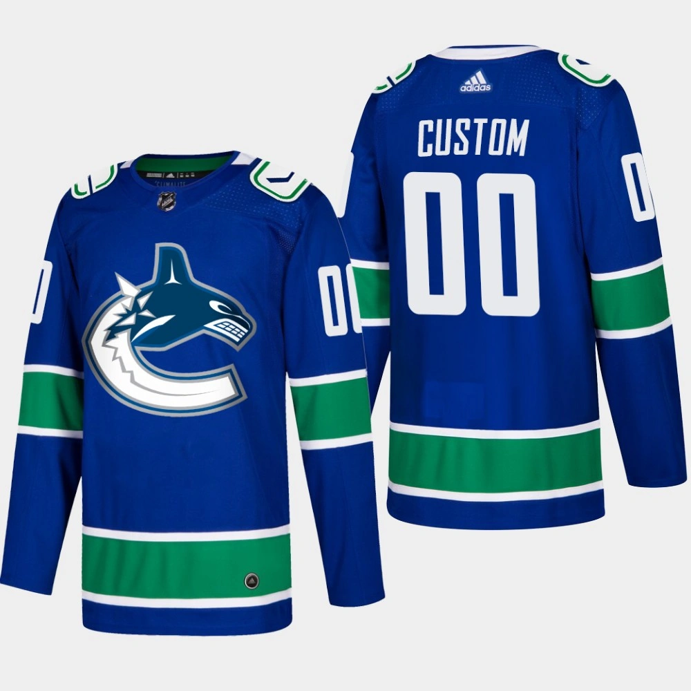 Men's Vancouver Canucks Custom #00 Home Blue Authentic Player Jersey Men's Vancouver Canucks Custom #00 Home Blue Authentic Player Jersey