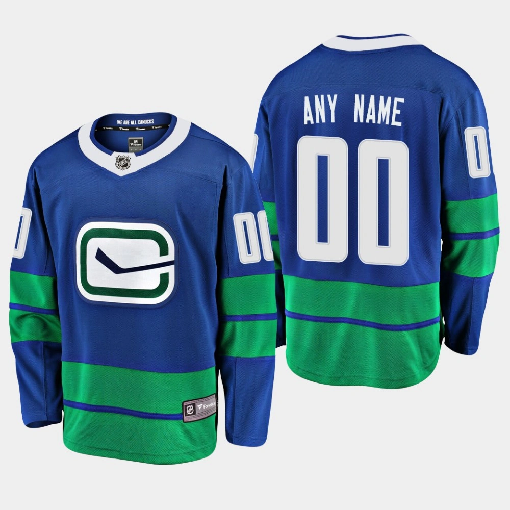 Men's Vancouver Canucks Custom #00 2019-20 Alternate Premier Breakaway Player Royal Jersey Men's Vancouver Canucks Custom #00 2019-20 Alternate Premier Breakaway Player Royal Jersey