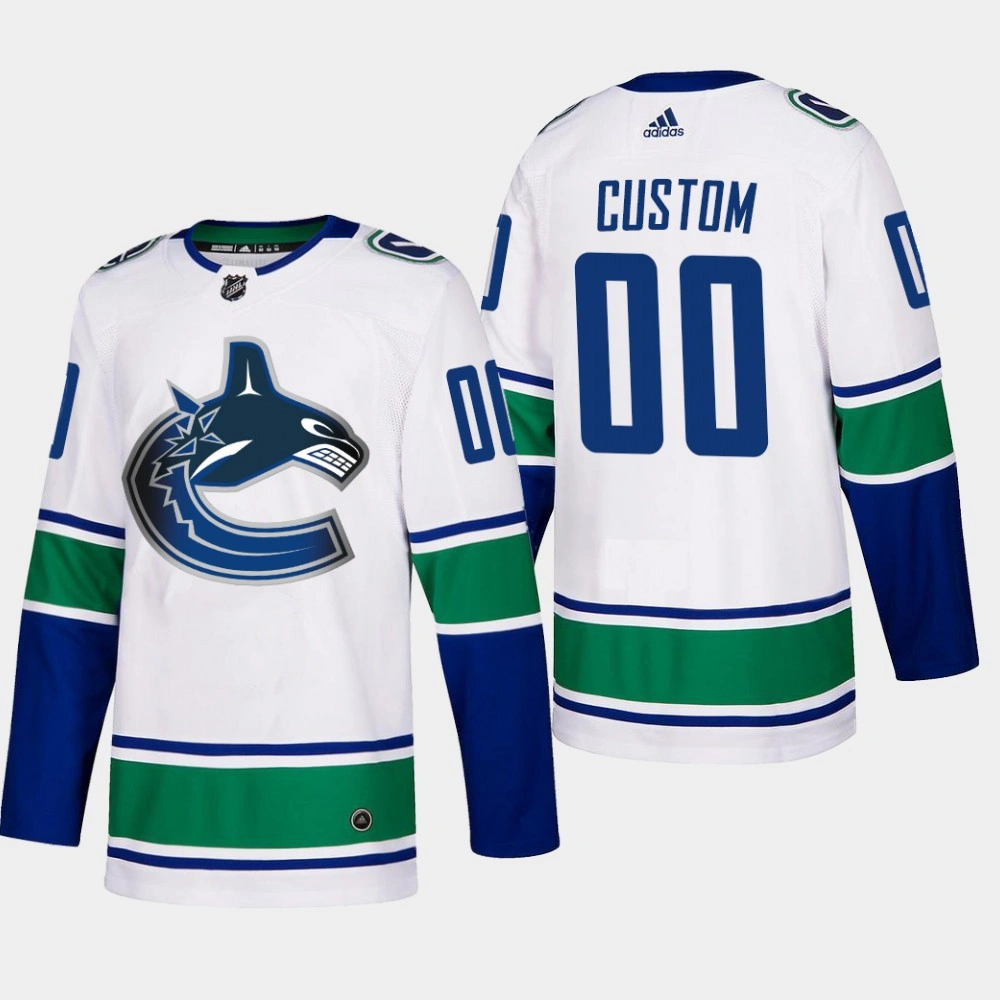 Men's Vancouver Canucks Custom #00 Away White Authentic Player Jersey Men's Vancouver Canucks Custom #00 Away White Authentic Player Jersey