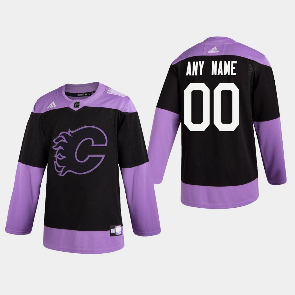 Flames Custom #00 Hockey Fights Cancer Practice Black Jersey