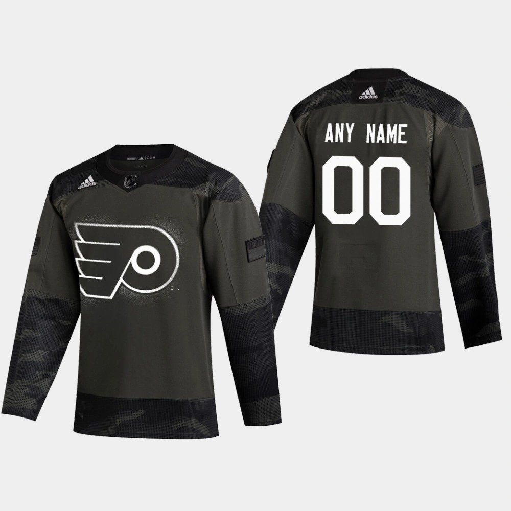 Flyers Custom #00 2019 Veterans Day Authentic Practice Camo Jersey