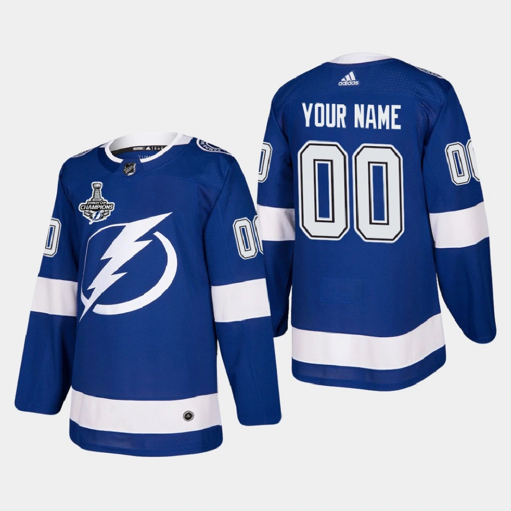 Tampa Bay Lightning Custom #00 2020 Stanley Cup Champions Blue Authentic Patch Jersey Tampa Bay Lightning Custom #00 2020 Stanley Cup Champions Blue Authentic Patch Jersey