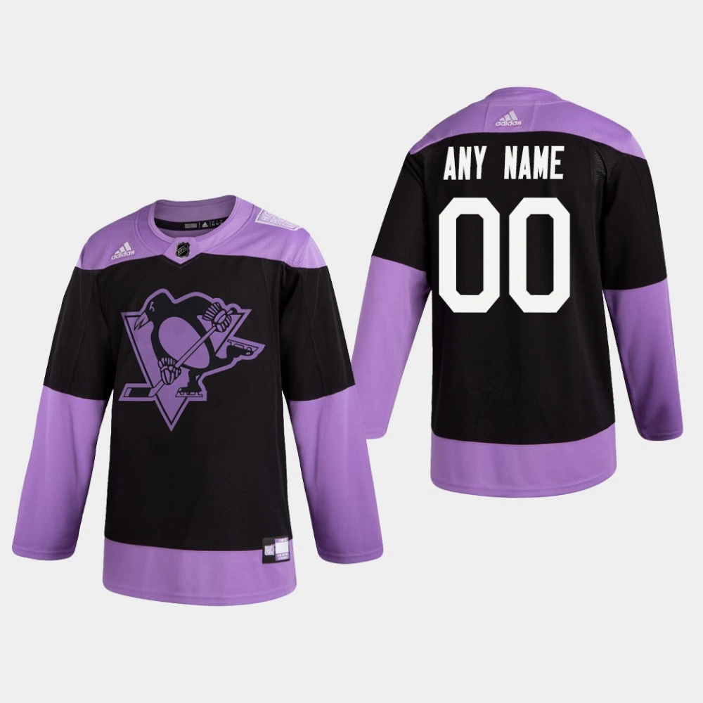 Penguins Custom #00 Hockey Fights Cancer Practice Black Jersey Penguins Custom #00 Hockey Fights Cancer Practice Black Jersey