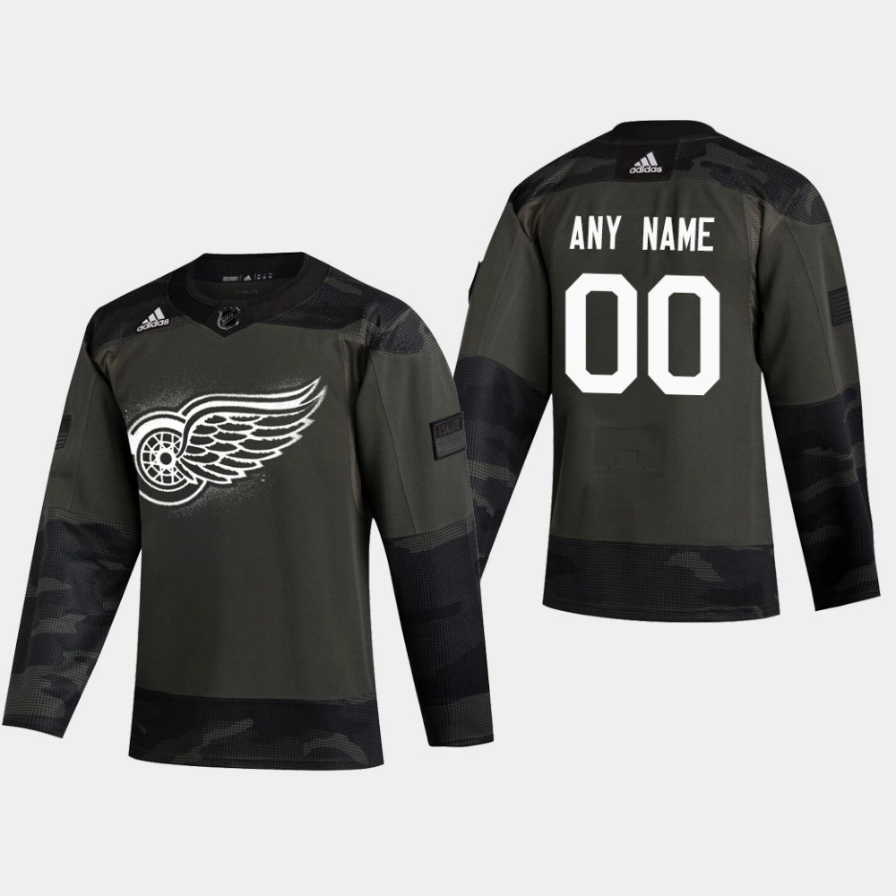 Red Wings Custom #00 2019 Veterans Day Authentic Practice Camo Jersey