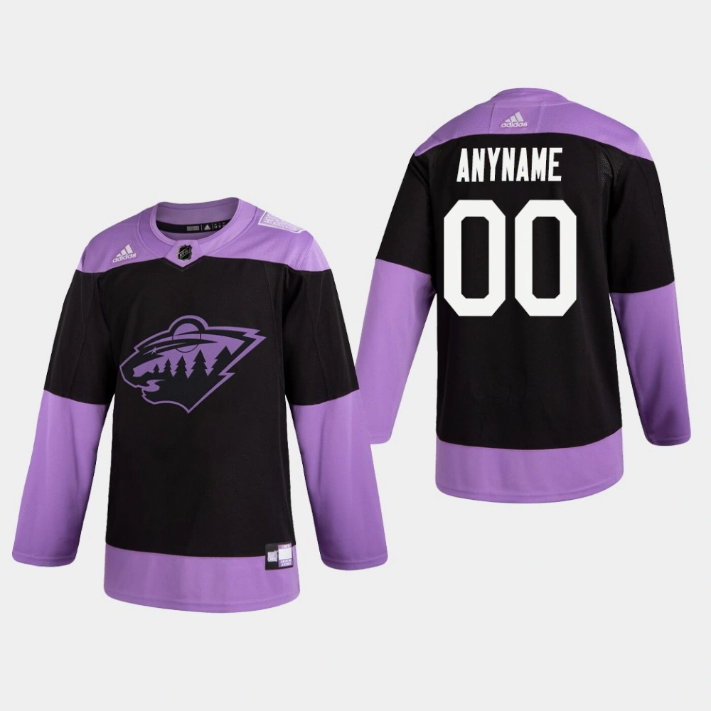 Wild Custom #00 Hockey Fights Cancer Practice Black Jersey Wild Custom #00 Hockey Fights Cancer Practice Black Jersey