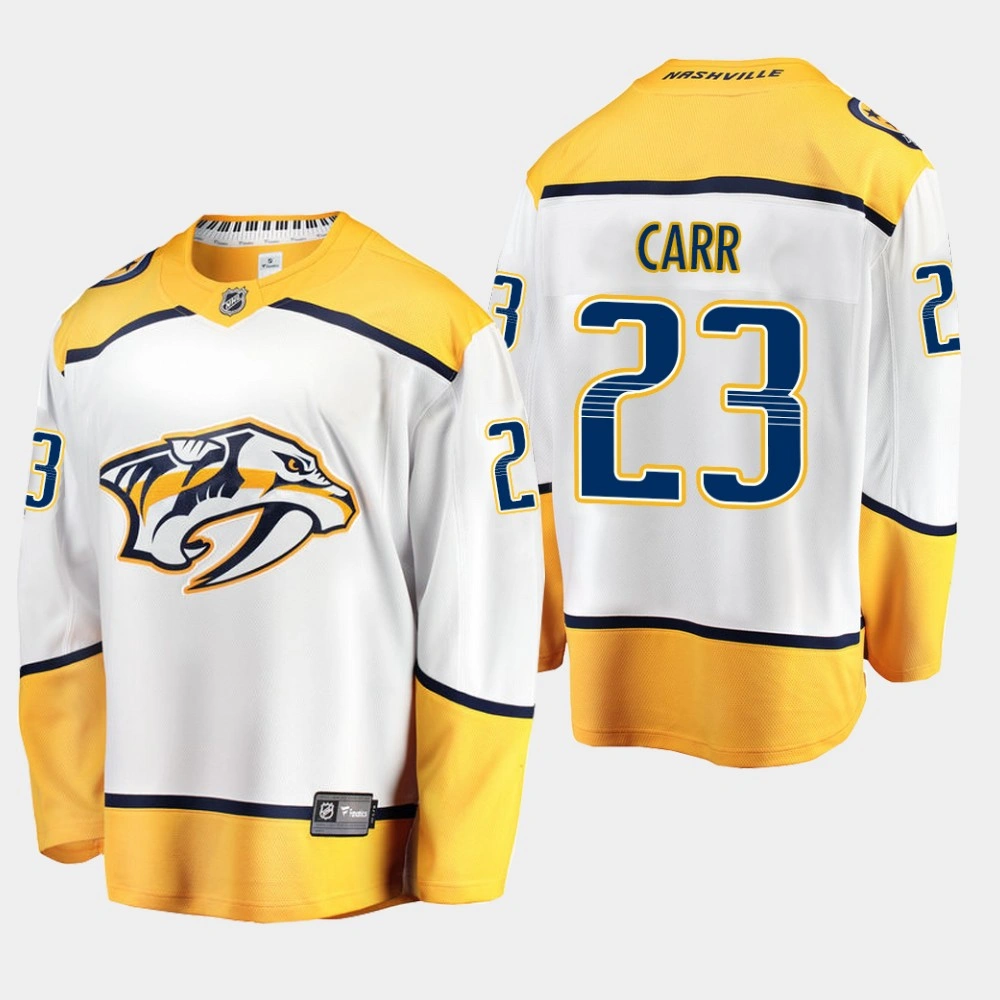 Men's Nashville Predators Daniel Carr #23 White Away Breakaway Player Jersey Men's Nashville Predators Daniel Carr #23 White Away Breakaway Player Jersey
