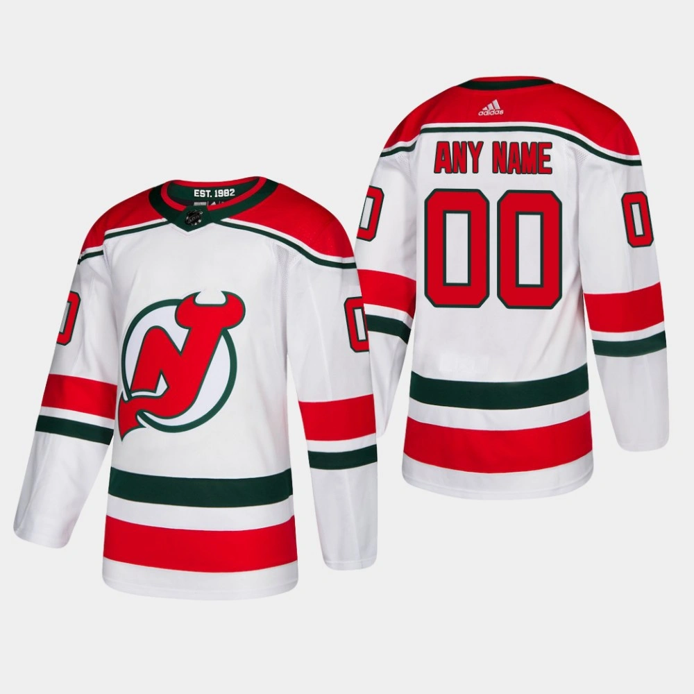Men's New Jersey Devils Custom 2019 Authentic Player White Alternate Jersey