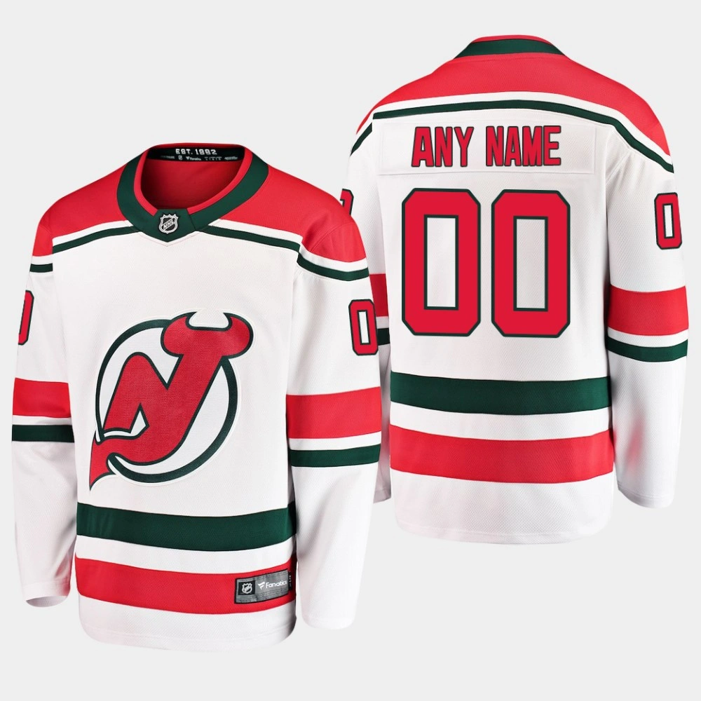 Men's Custom New Jersey Devils 2019 White Breakaway Alternate Player Jersey