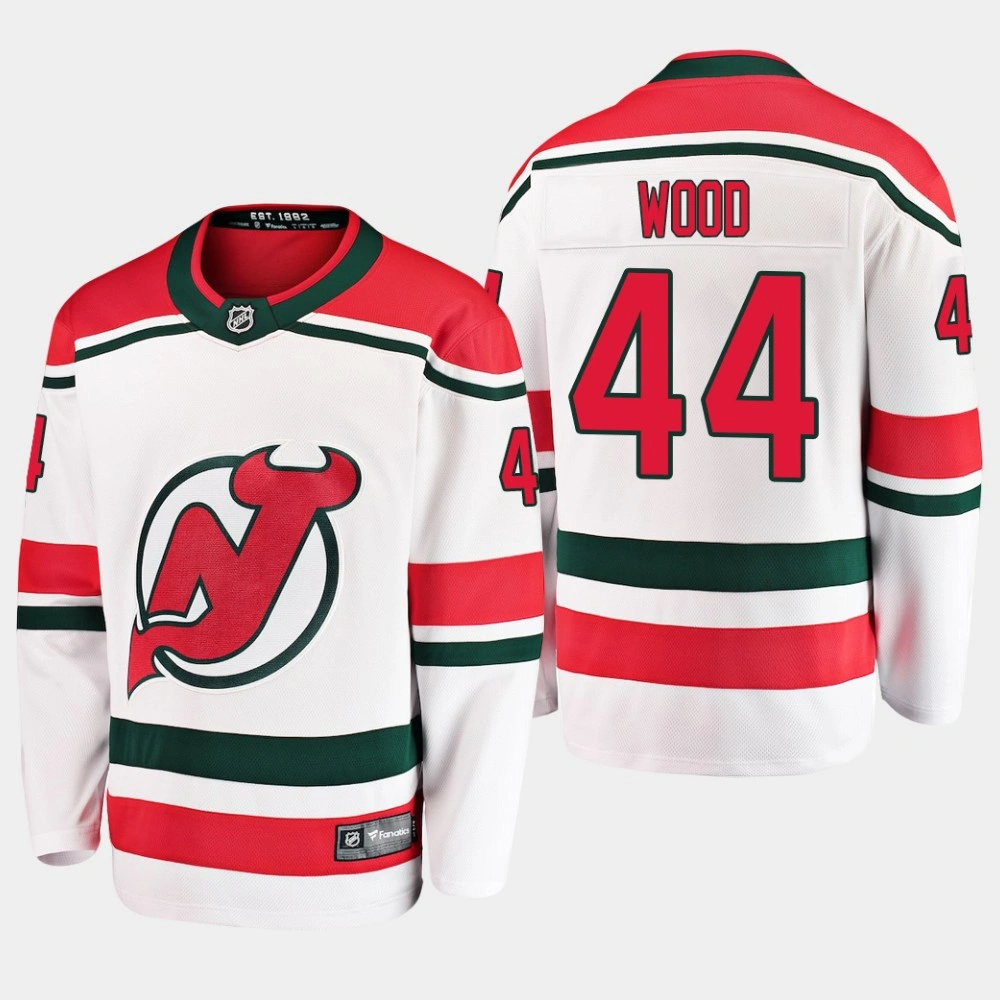 Men's Miles Wood New Jersey Devils 2019 White Breakaway Alternate Player Jersey Men's Miles Wood New Jersey Devils 2019 White Breakaway Alternate Player Jersey