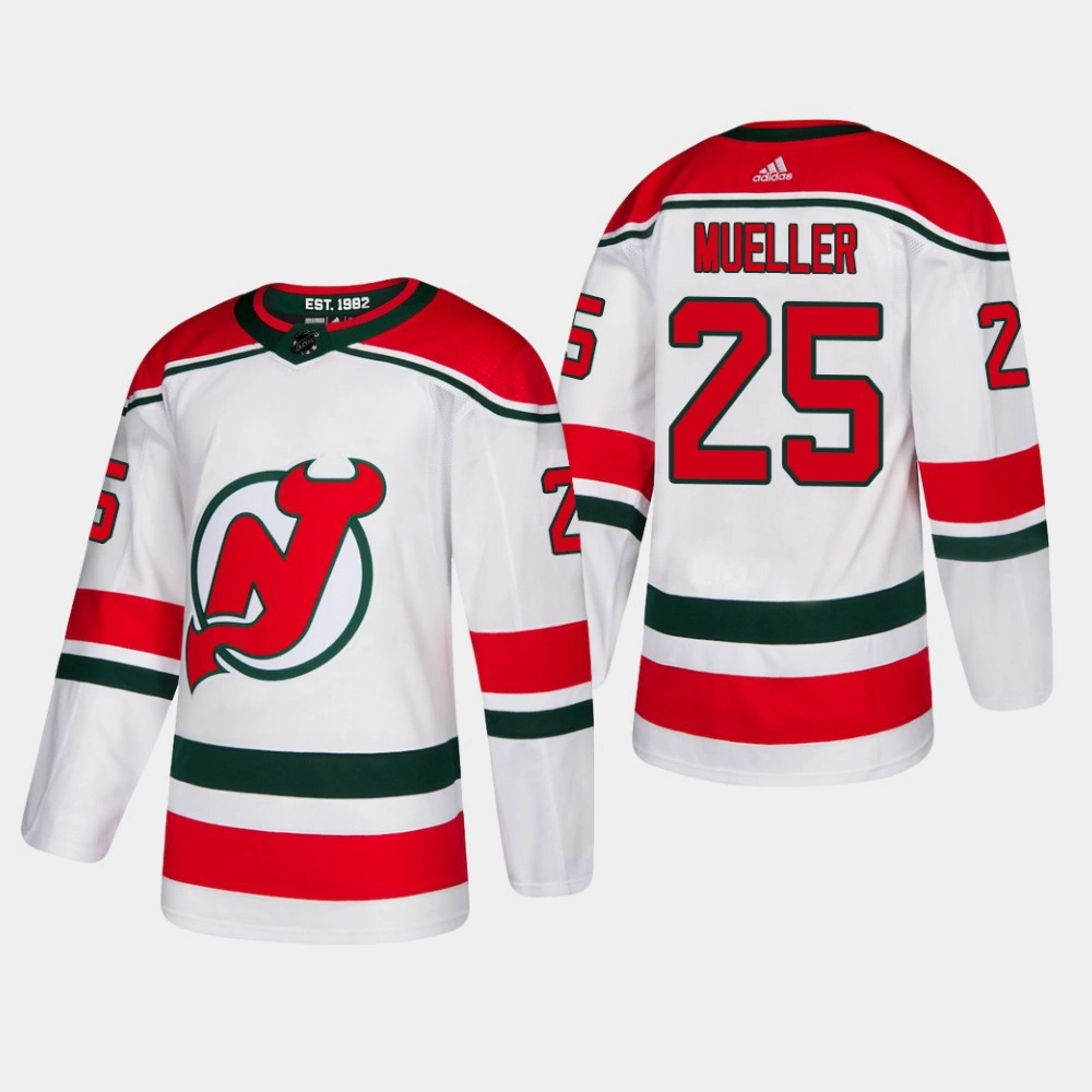 Men's New Jersey Devils Mirco Mueller 2019 Adidas Authentic Player White Alternate Jersey