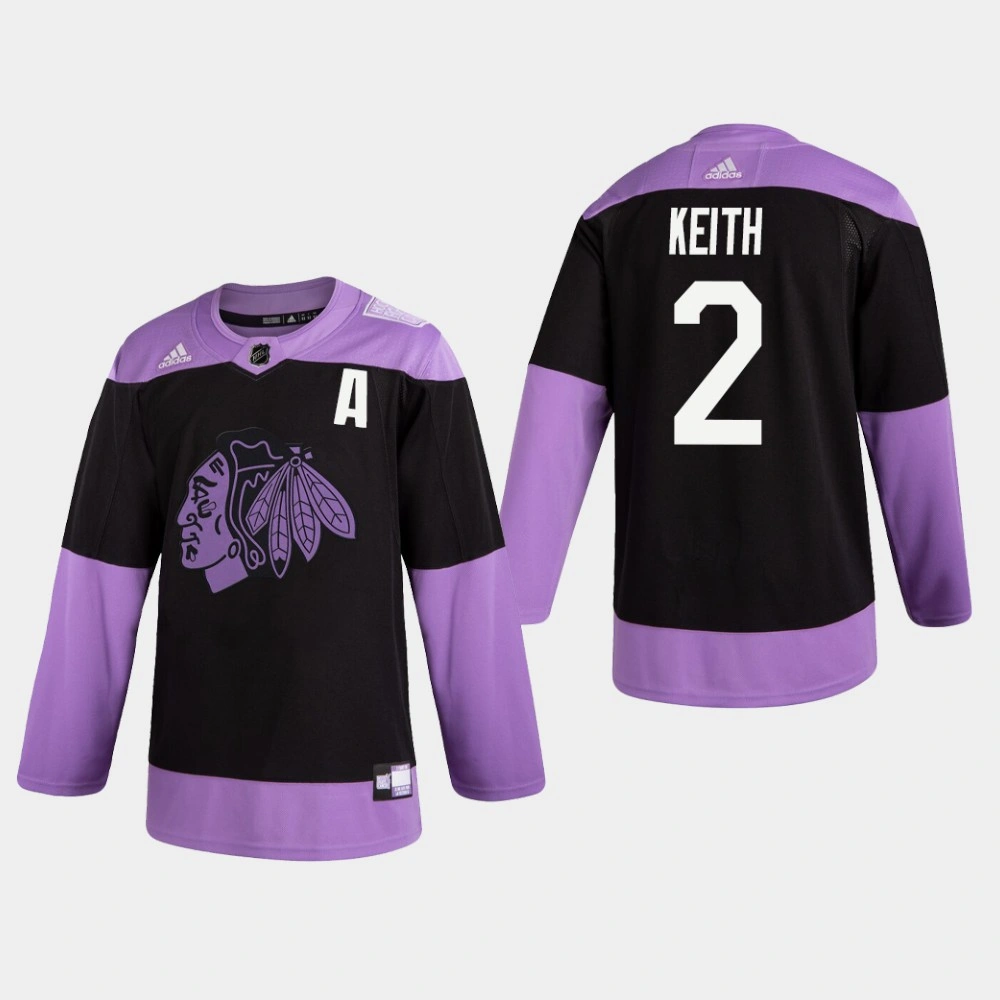 Women's Blackhawks Duncan Keith #2 Hockey Fights Cancer Practice Black Jersey