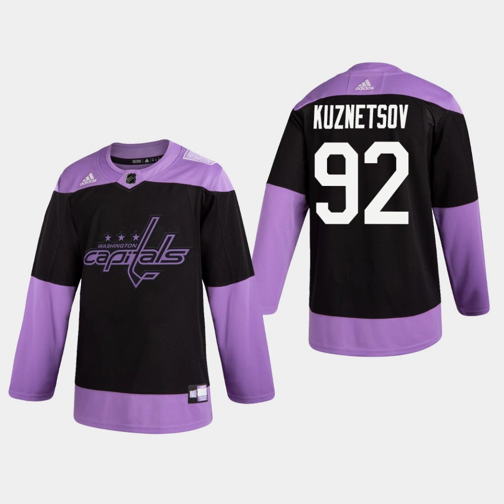 Youth Capitals Evgeny Kuznetsov #92 Hockey Fights Cancer Practice Black Jersey