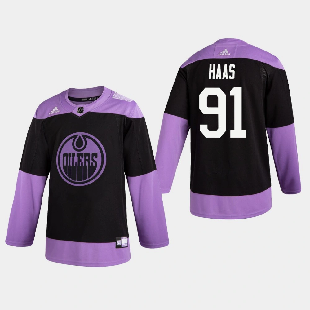 Youth Oilers Gaetan Haas #91 Hockey Fights Cancer Practice Black Jersey Youth Oilers Gaetan Haas #91 Hockey Fights Cancer Practice Black Jersey