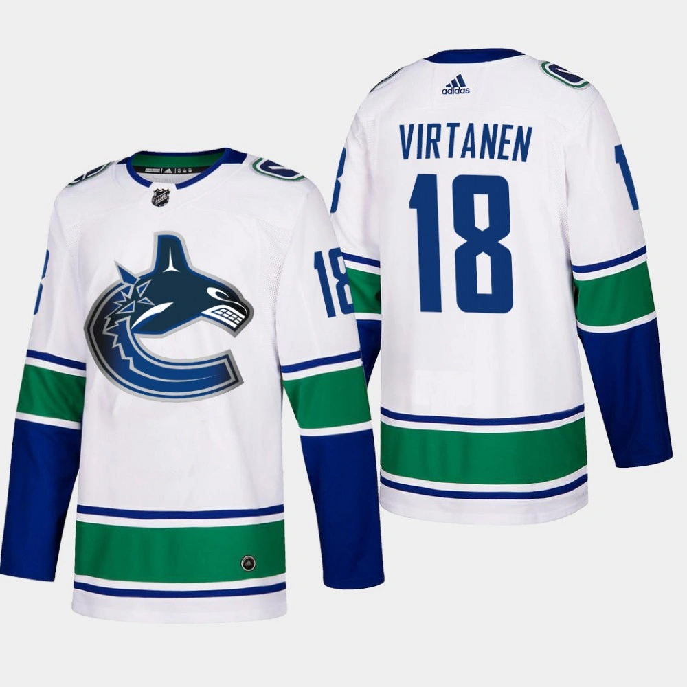 Men's Vancouver Canucks Jake Virtanen #18 Away White Authentic Player Jersey