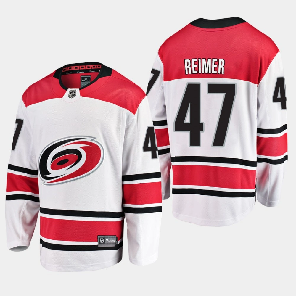 Men's Carolina Hurricanes James Reimer #47 Away White Breakaway Player Jersey