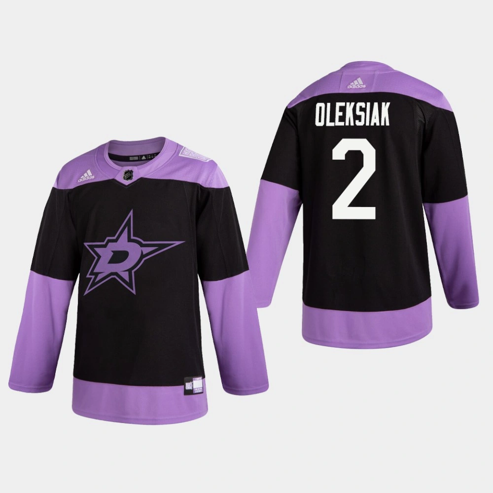 Women's Stars Jamie Oleksiak #2 Hockey Fights Cancer Practice Black Jersey Women's Stars Jamie Oleksiak #2 Hockey Fights Cancer Practice Black Jersey