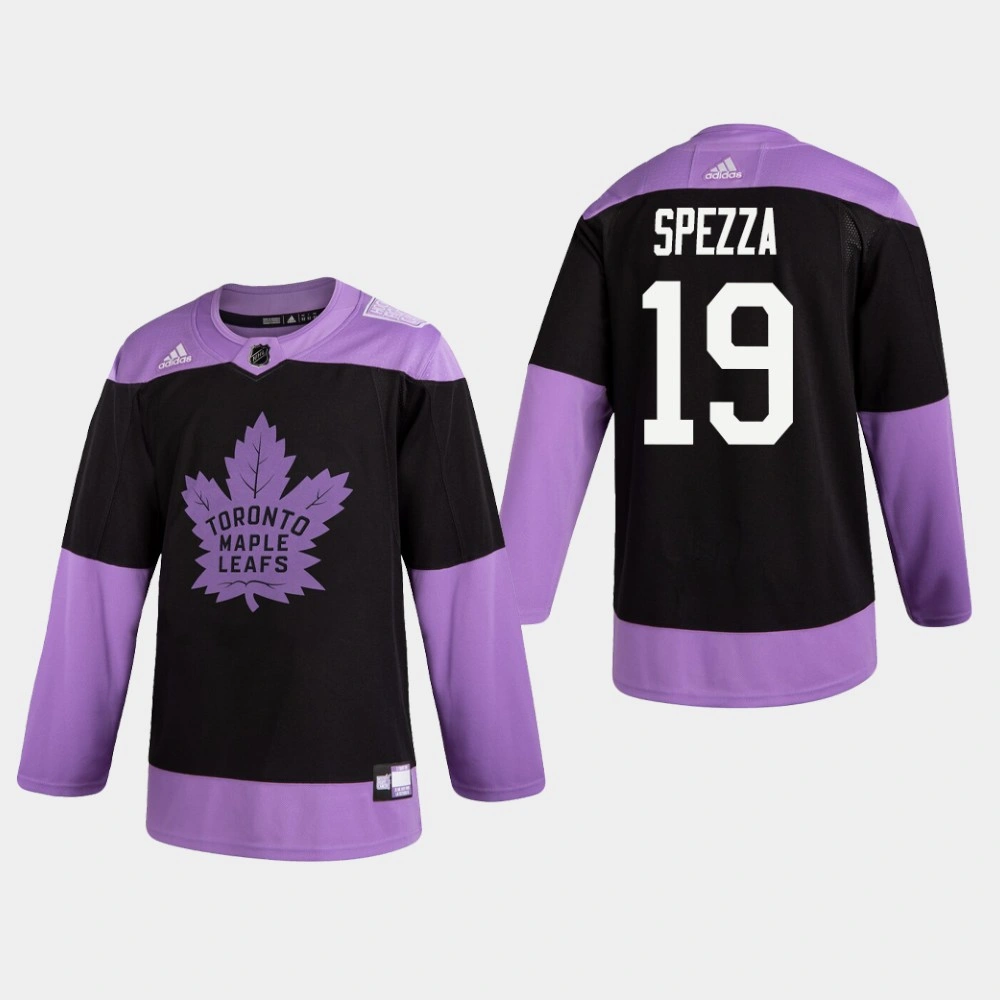 Women's Maple Leafs Jason Spezza #19 Hockey Fights Cancer Practice Black Jersey