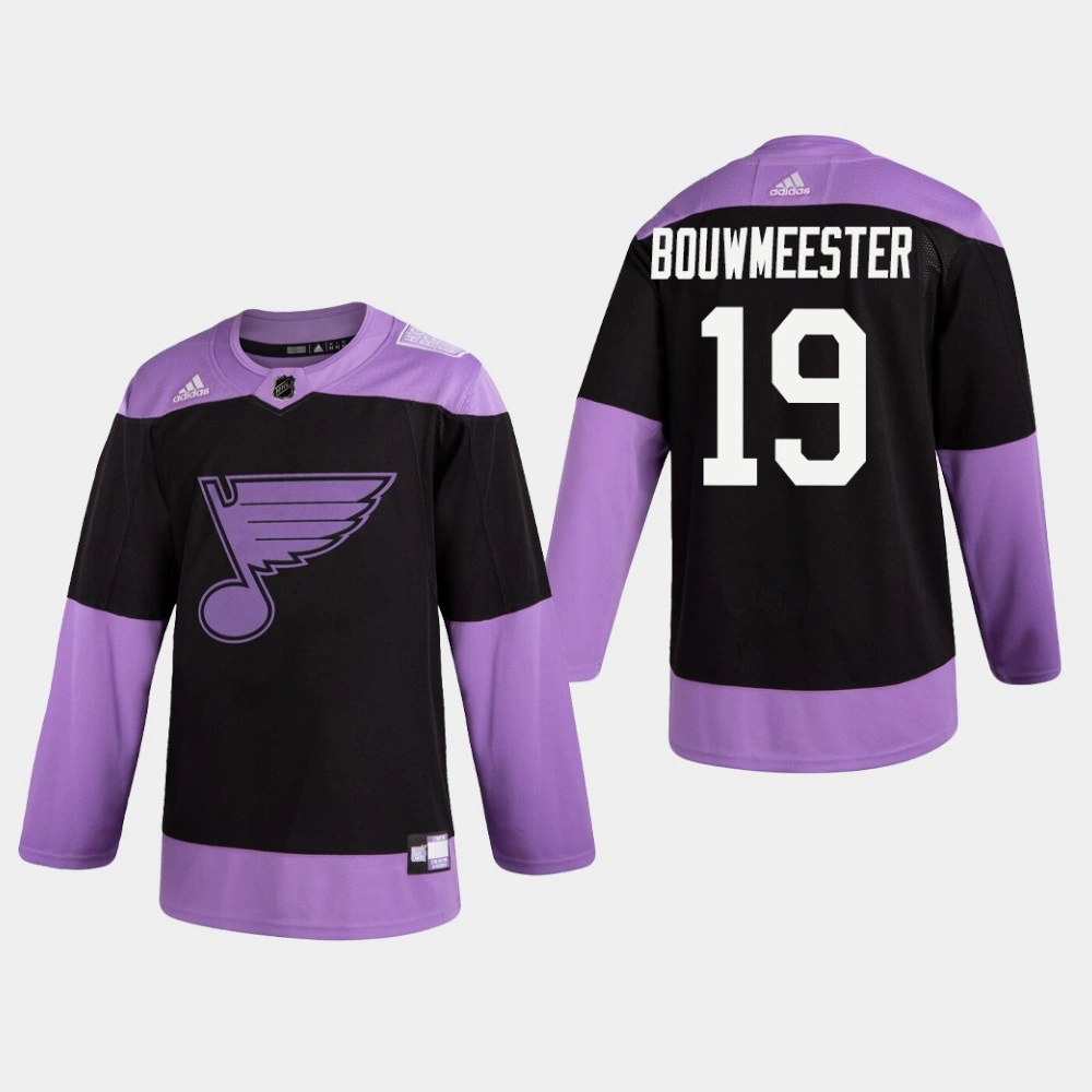 Blues Jay Bouwmeester #19 Hockey Fights Cancer Practice Black Jersey