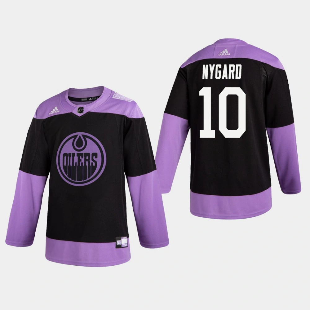 Oilers Joakim Nygard #10 Hockey Fights Cancer Practice Black Jersey Oilers Joakim Nygard #10 Hockey Fights Cancer Practice Black Jersey