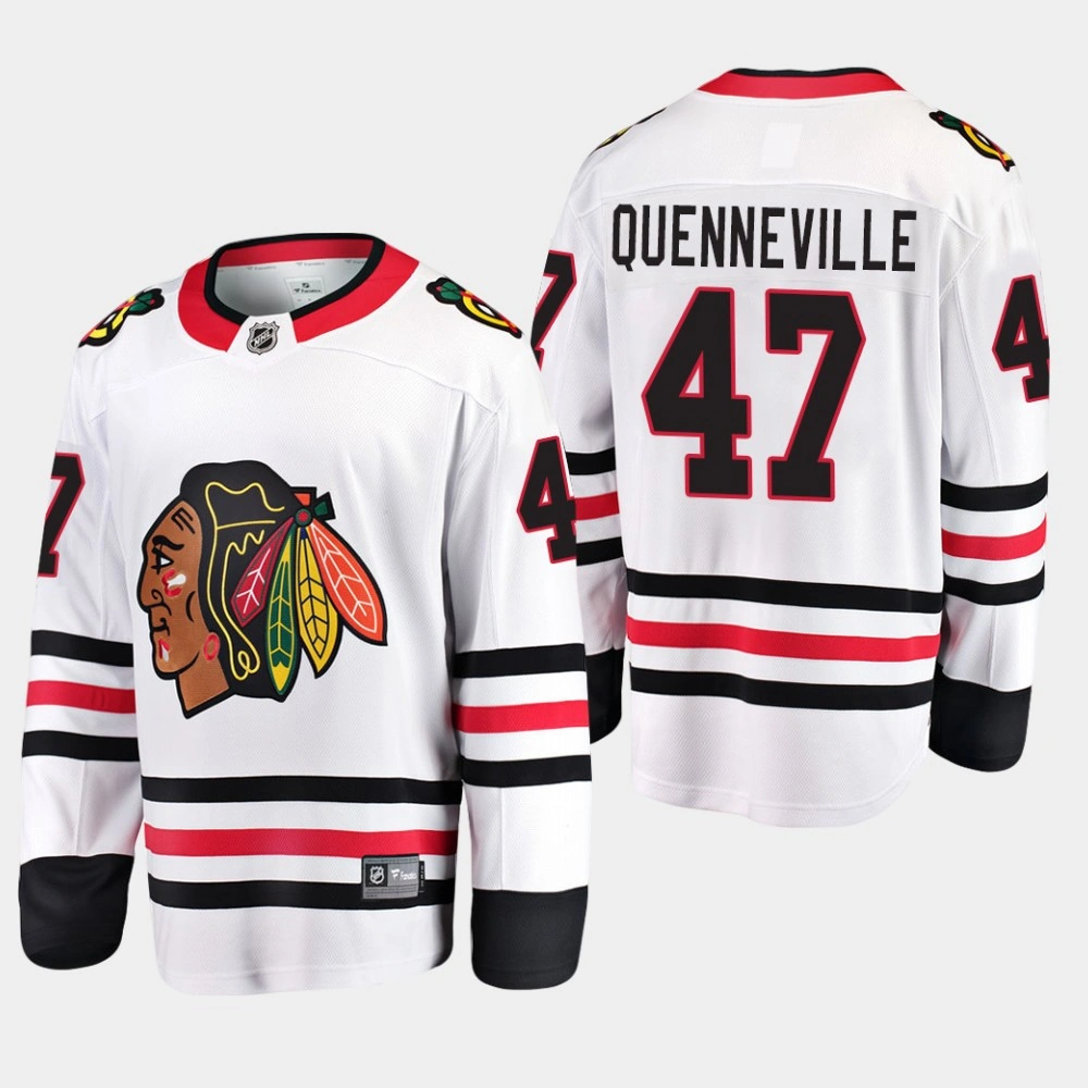Men's Chicago Blackhawks John Quenneville #47 Away White Breakaway Player Jersey