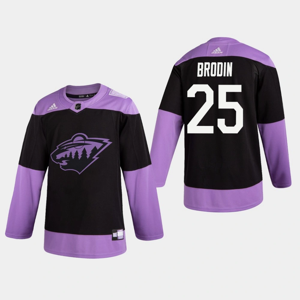 Women's Wild Jonas Brodin #25 Hockey Fights Cancer Practice Black Jersey