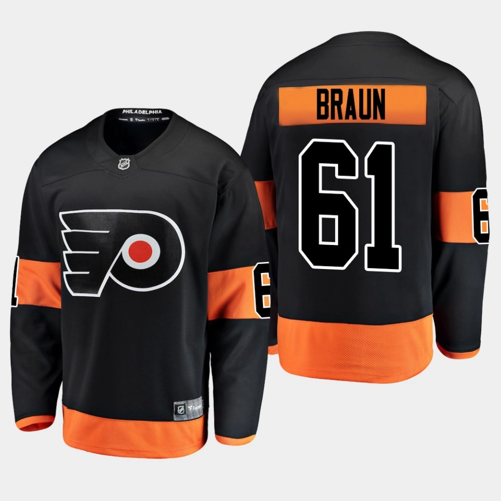 Youth Philadelphia Flyers Justin Braun #61 Alternate Black Breakaway Player Jersey
