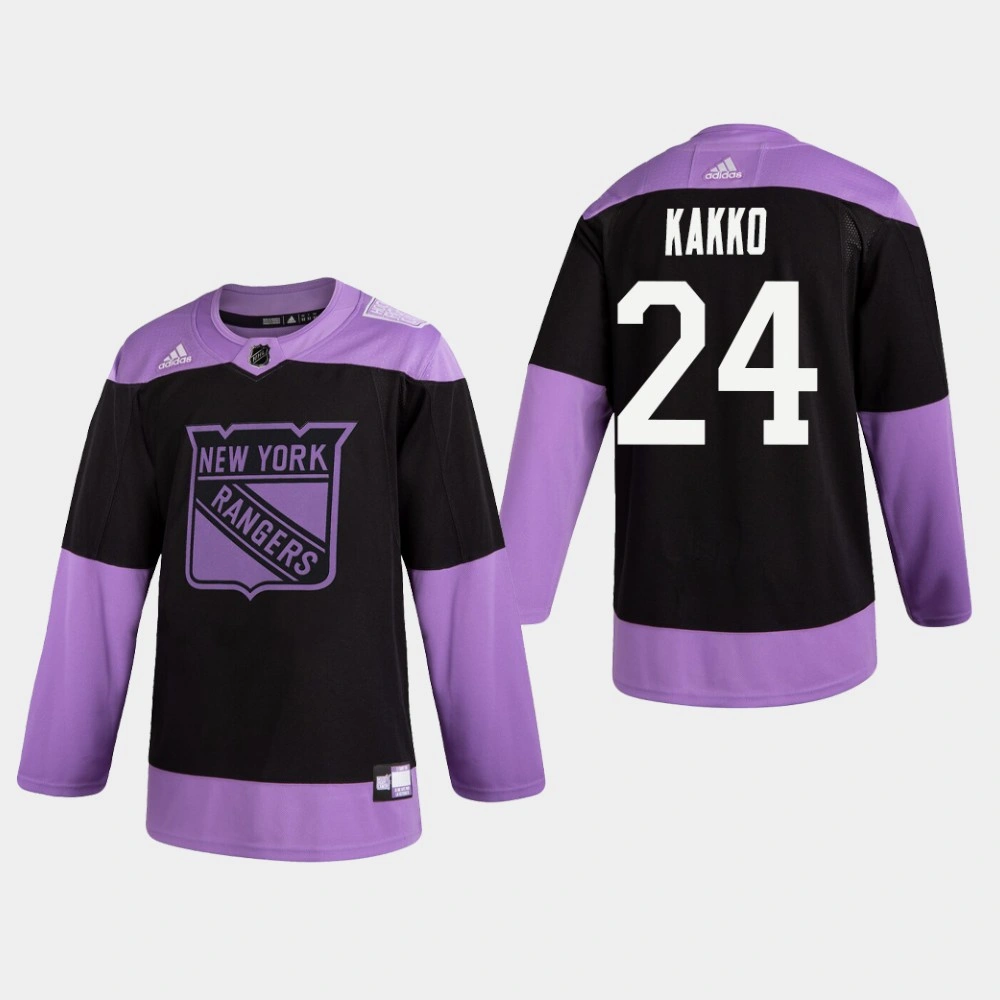 Rangers Kaapo Kakko #24 Hockey Fights Cancer Practice Black Jersey