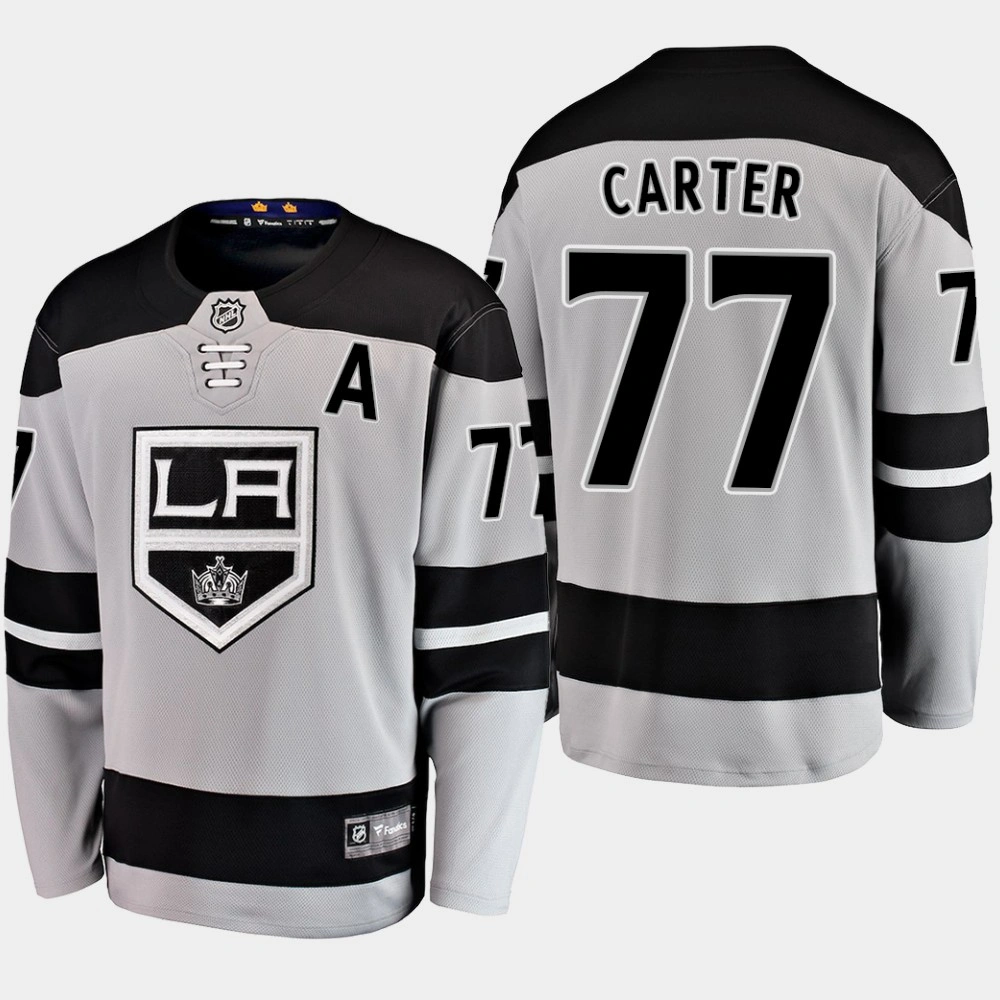 Men's Jeff Carter Los Angeles Kings 2019 Gray Alternate Breakaway Jersey Men's Jeff Carter Los Angeles Kings 2019 Gray Alternate Breakaway Jersey