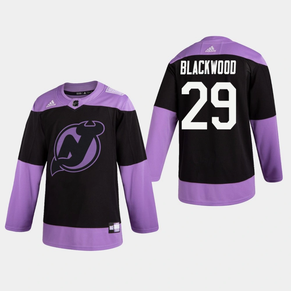 Women's Devils Mackenzie Blackwood #29 Hockey Fights Cancer Practice Black Jersey Women's Devils Mackenzie Blackwood #29 Hockey Fights Cancer Practice Black Jersey