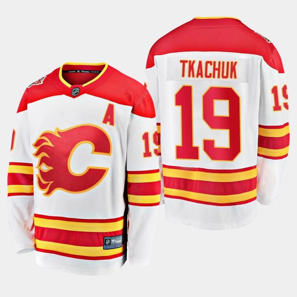 Youth Flames Matthew Tkachuk #19 White 2019 Heritage Classic Breakaway Player Jersey