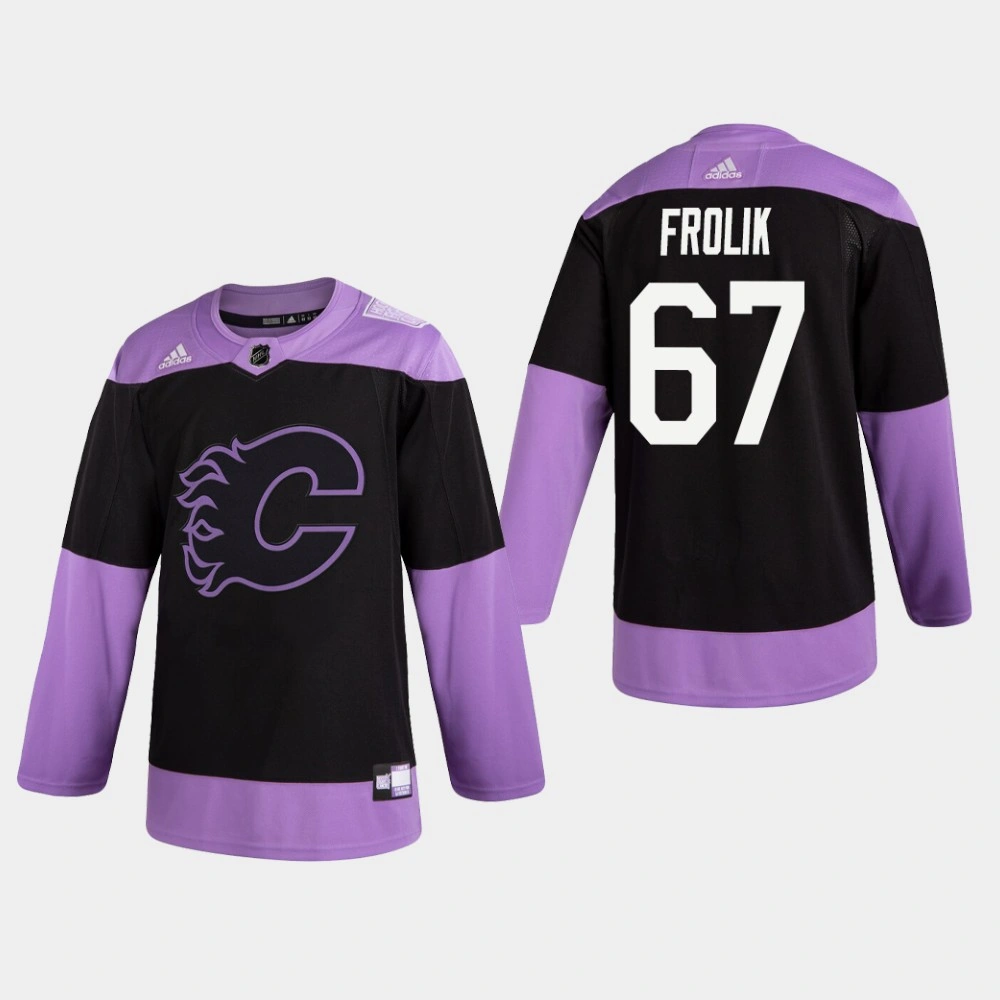 Flames Michael Frolik #67 Hockey Fights Cancer Practice Black Jersey