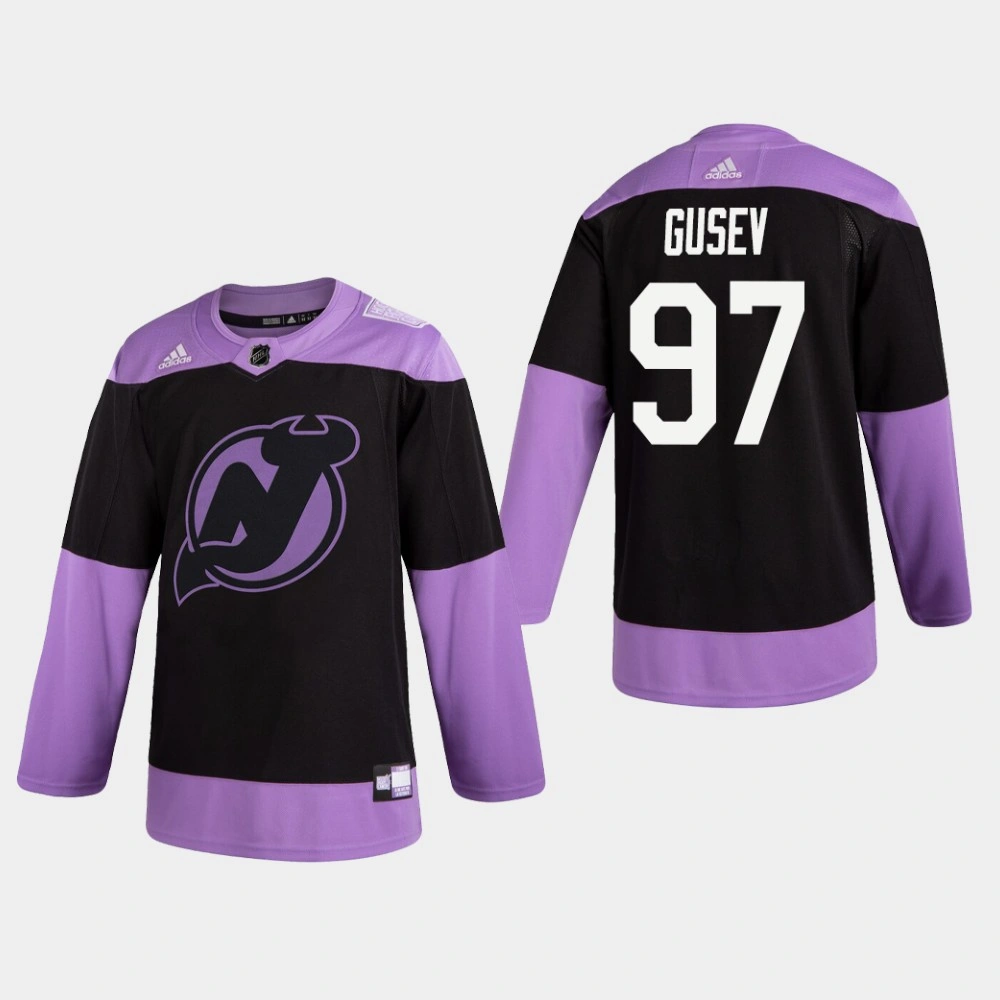 Devils Nikita Gusev #97 Hockey Fights Cancer Practice Black Jersey