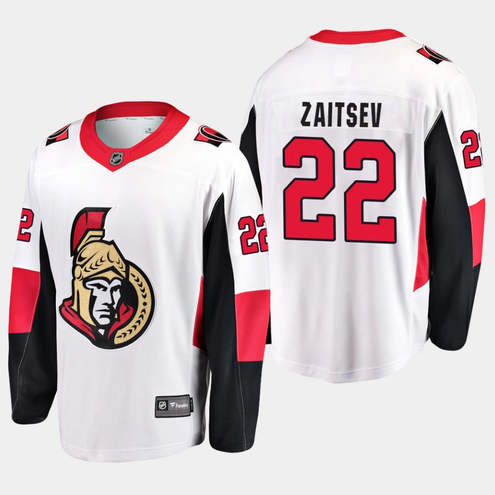 Men's Ottawa Senators Nikita Zaitsev #22 White Away Breakaway Player Jersey Men's Ottawa Senators Nikita Zaitsev #22 White Away Breakaway Player Jersey