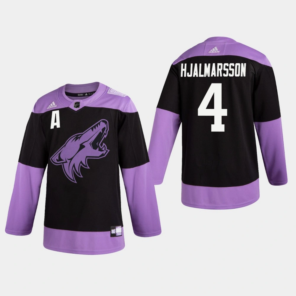 Women's Coyotes Niklas Hjalmarsson #4 Hockey Fights Cancer Practice Black Jersey