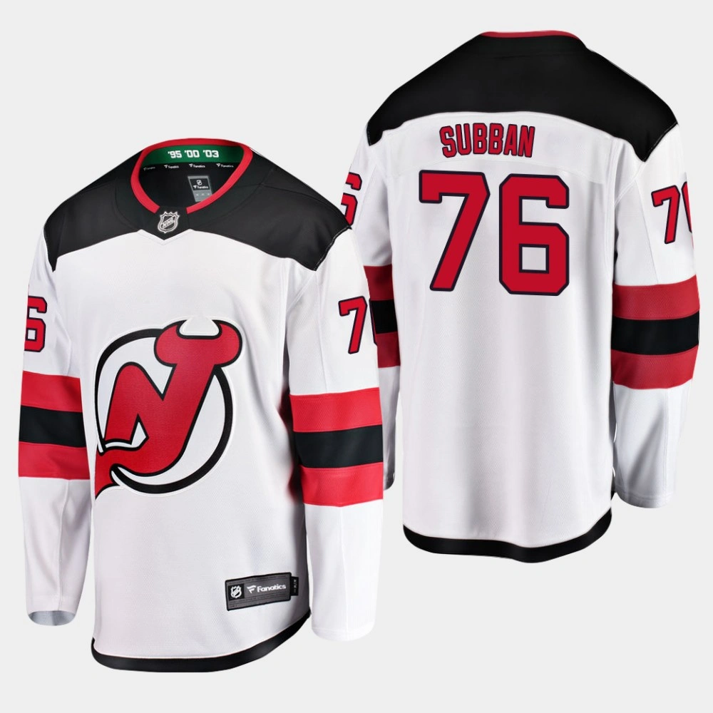 Men's New Jersey Devils P.K. Subban #76 White Away Breakaway Player Jersey Men's New Jersey Devils P.K. Subban #76 White Away Breakaway Player Jersey