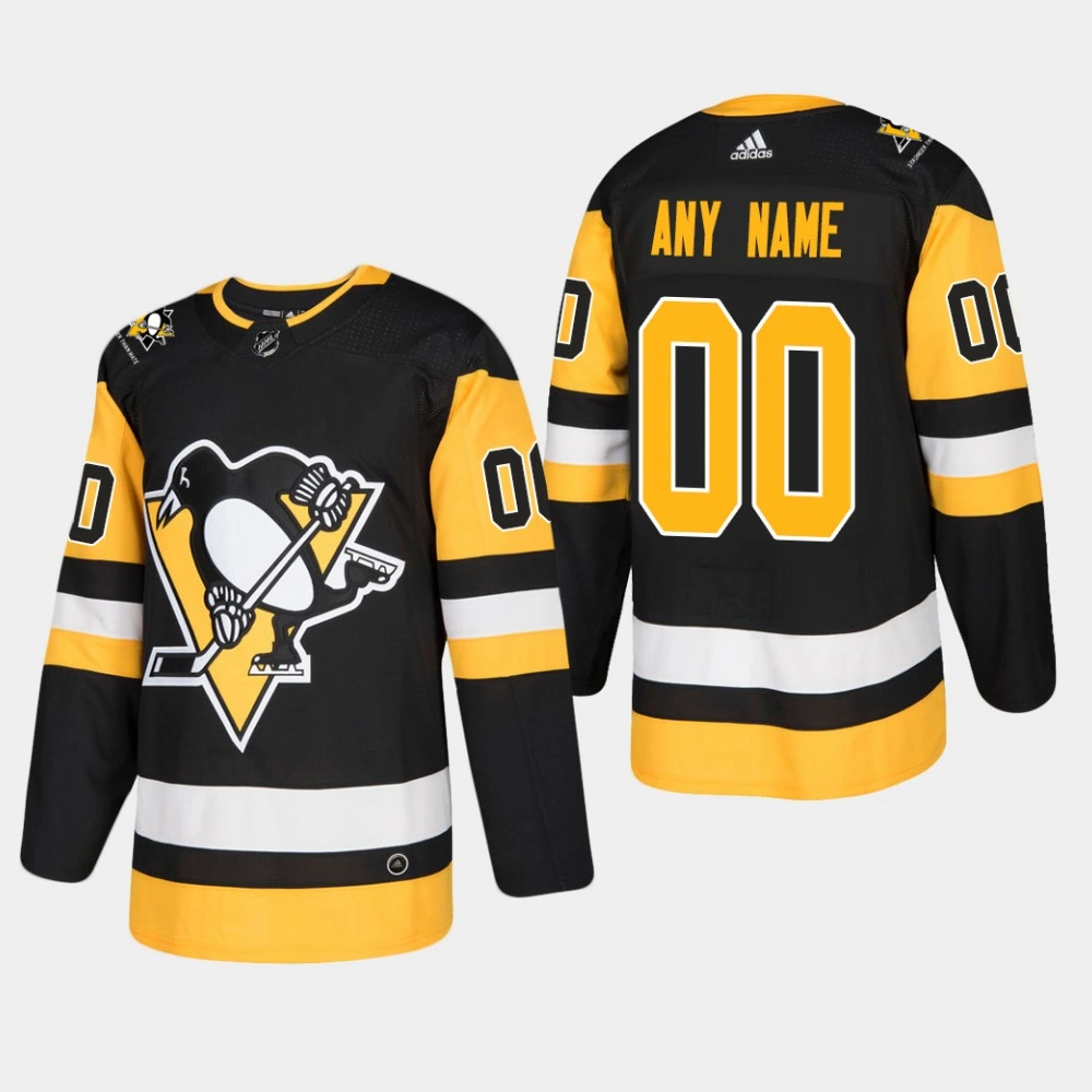 Pittsburgh Penguins Custom #00 2018-19 Black Adidas Authentic STRONGER THAN HATE Home Jersey